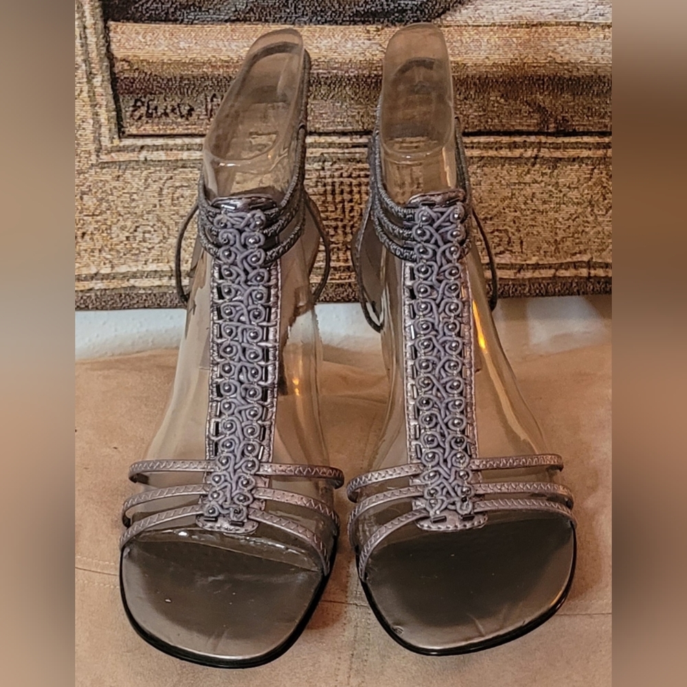 7.5 Nine West silver fog dress 3.5" heels